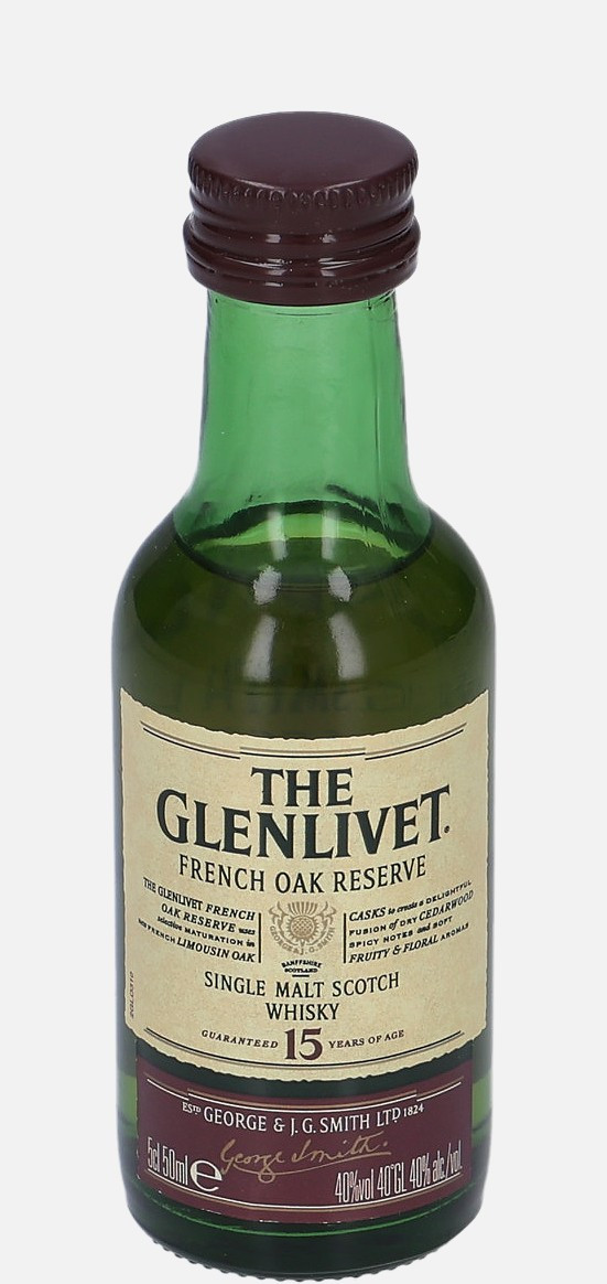 Glenlivet French Oak Reserve, Original Bottling 15 years old Single Malt Scotch Whisky 40% Vol, 50 ml Uncategorized 