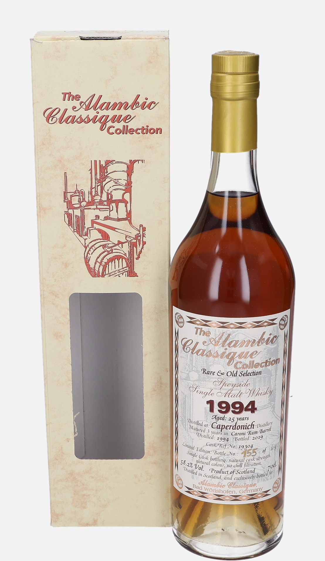 Caperdonich Alambic Classique d. 1994, b. 2019 25 years old cask no. Ref No.19304 Speyside Single Malt Whisky Matured in Caroni Rum Barrel 58.2% Vol, 700 ml Uncategorized