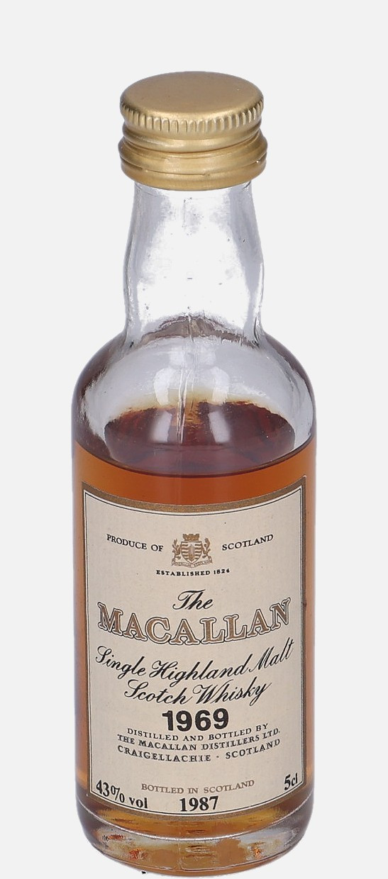 Macallan Original Bottling d. 1969, b. 1987 Single Highland Malt Scotch Whisky 43% Vol, 50 ml Uncategorized 