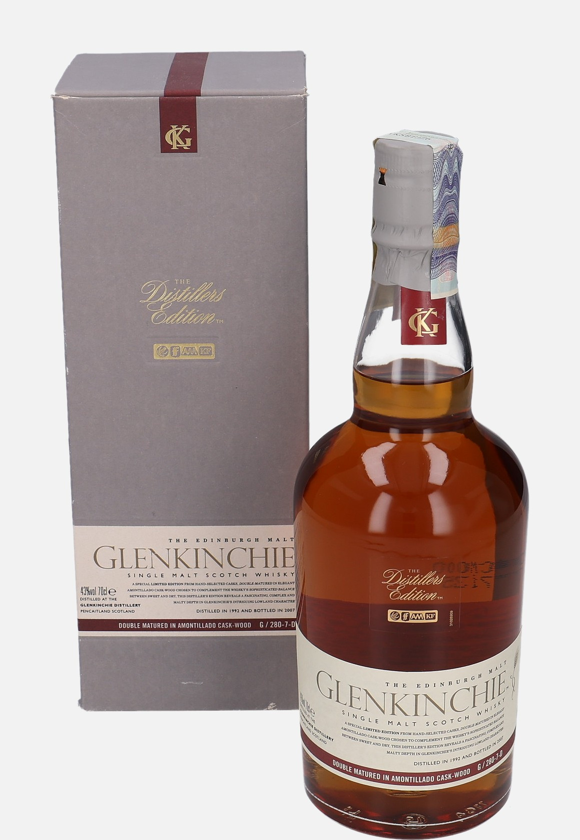 Glenkinchie Original Bottling d. 1992, b. 2007 G/280-7-D Single Malt Scotch Whisky 43% Vol, 700 ml Uncategorized 