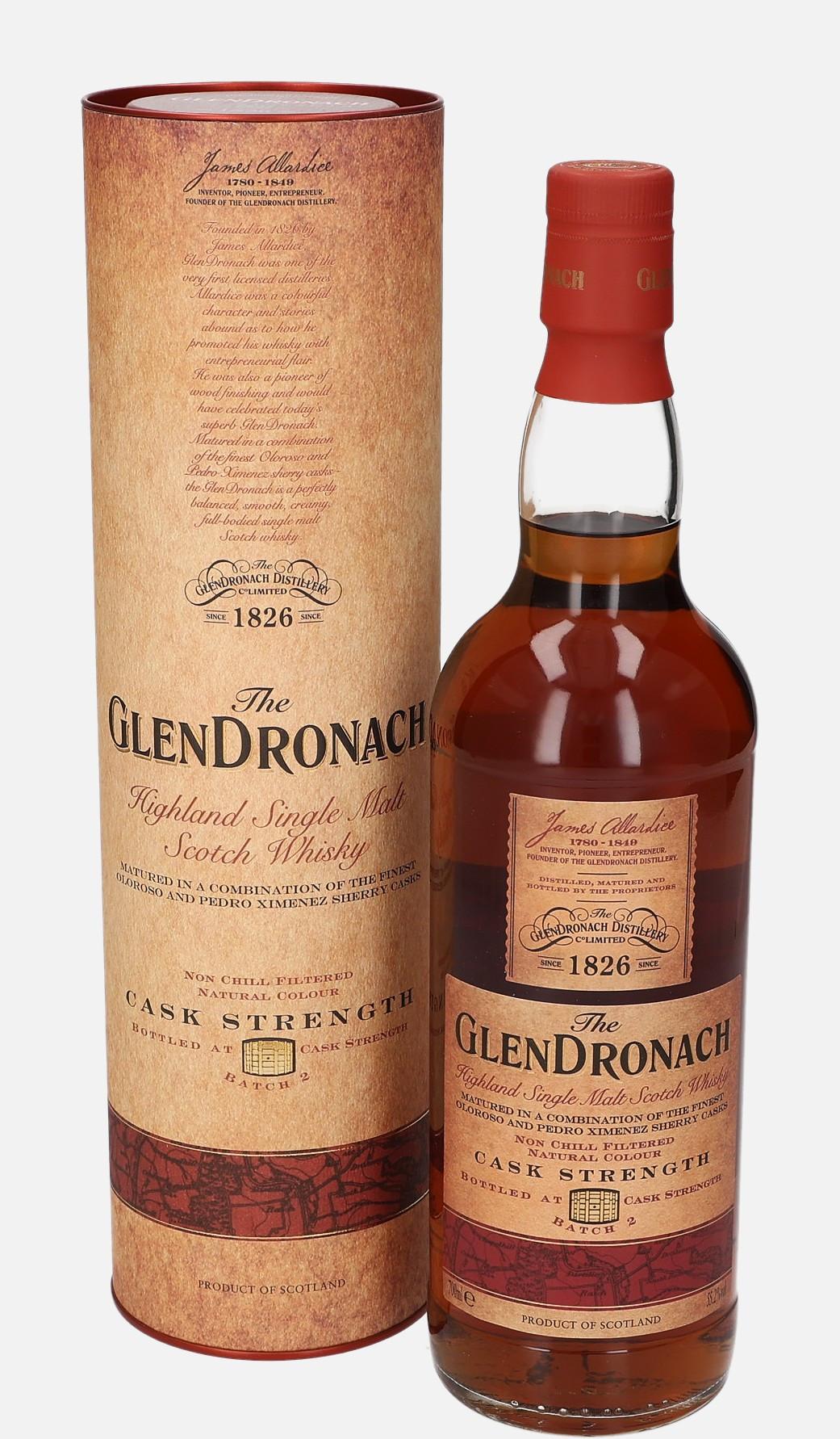 Glendronach Original Bottling Batch 2 Highland Single Malt Scotch Whisky Matured in Oloroso & Pedro Ximenez Casks 55.2% Vol, 700 ml Uncategorized