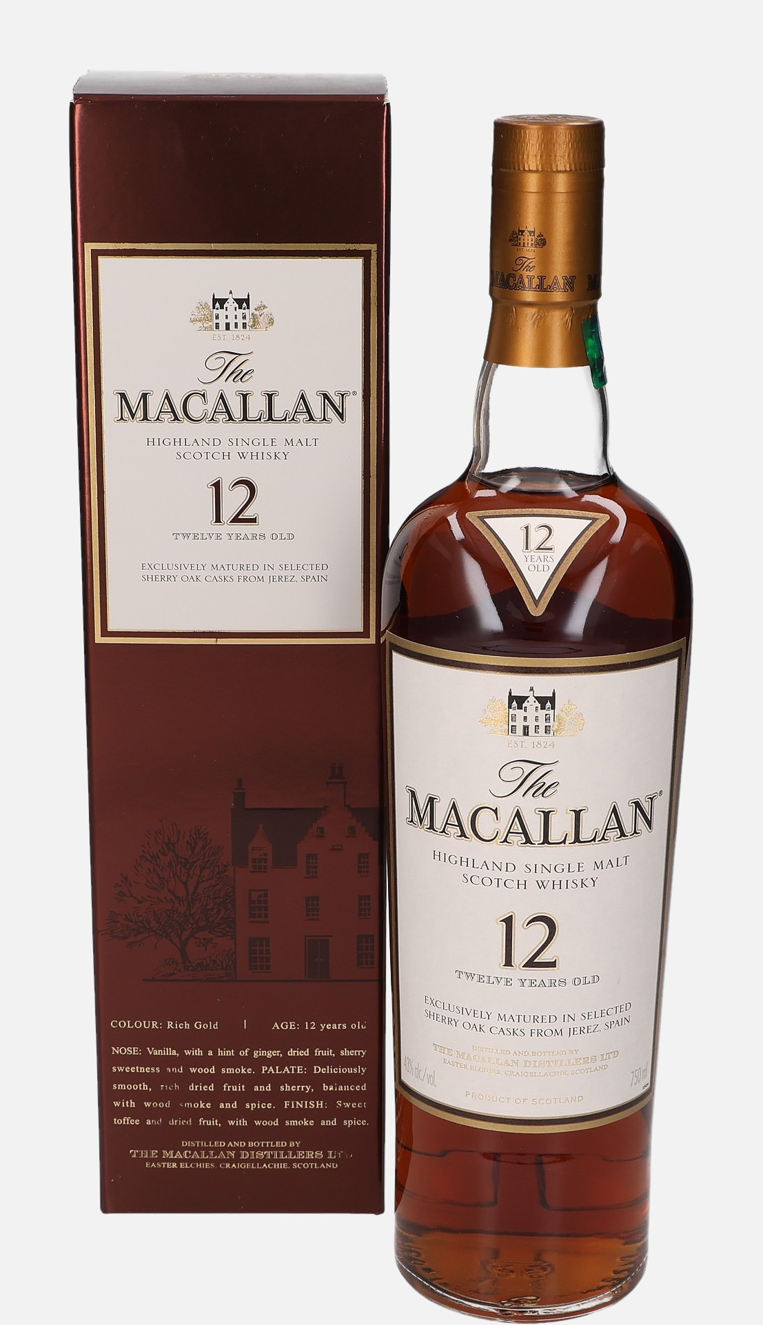Macallan Original Bottling 12 years old Highland Single Malt Scotch Whisky Matured in Sherry Oak Cask 43% Vol, 750 ml Uncategorized 