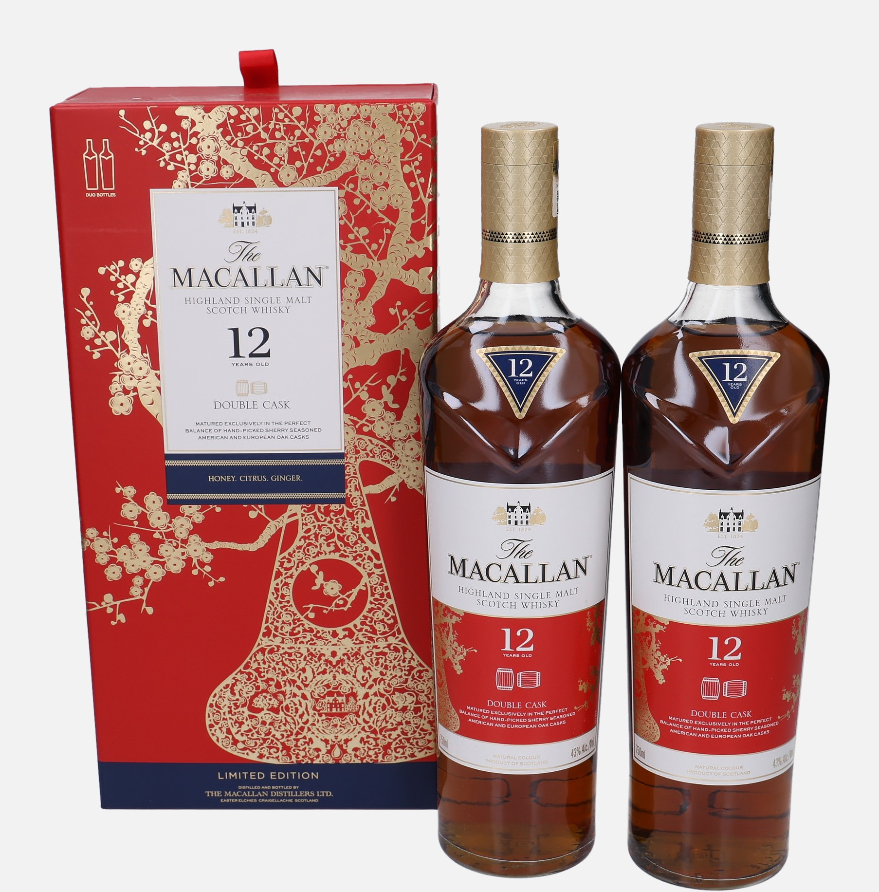 Macallan Set Original Bottling 2x Double Cask 12 years old Sherry Seasoned American and European Oak Casks Highland Single Malt Scotch Whisky alc. 40% vol. 750ml.e Uncategorized 