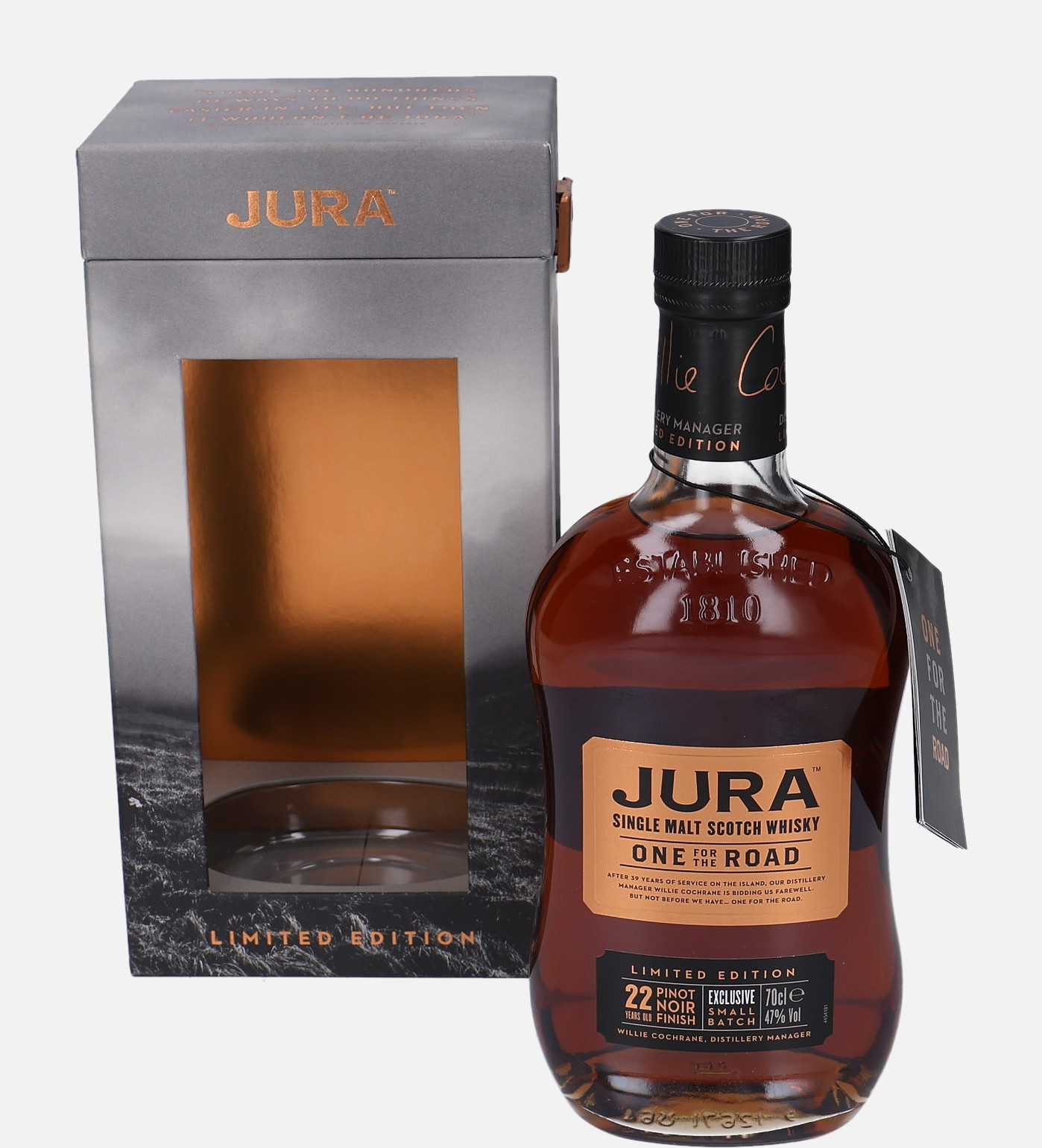 Isle of Jura One For The Road, Original Bottling 22 years old Single Malt Scotch Whisky Finished in Pinot Noir Cask 47% Vol, 700 ml Uncategorized