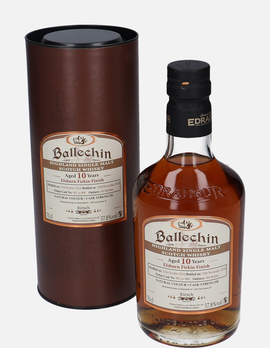 Edradour Ballechin, Signatory Vintage Scotch Whisky Co. Ltd. d. 27.October 2010, b. 25.November 2020 10 years old cask no. 901 to 906 Highland Single Malt Scotch Whisky Finished in Elsburn Firkin Cask 57.8% Vol, 700 ml Uncategorized 
