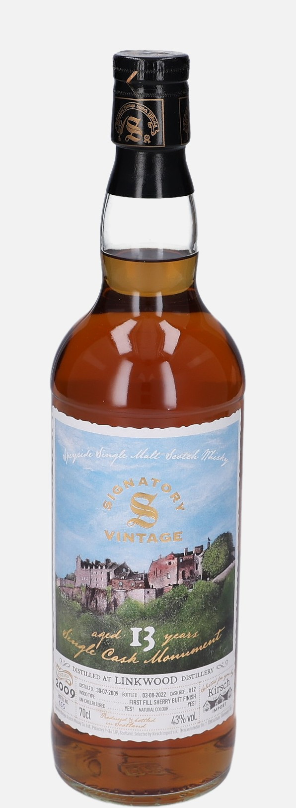 Linkwood Signatory Vintage Scotch Whisky Co. Ltd. d. 30.7.2009, b. 3.8.2022 13 years old cask no. 12 Speyside Single Malt Scotch Whisky Matured in First Fill Sherry Butt 43% Vol, 700 ml Uncategorized