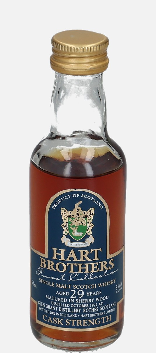 Glen Grant Hart Brothers Limited d. October 1972, b. 2002 29 years old Single Malt Scotch Whisky 53.6% Vol, 50 ml Uncategorized 
