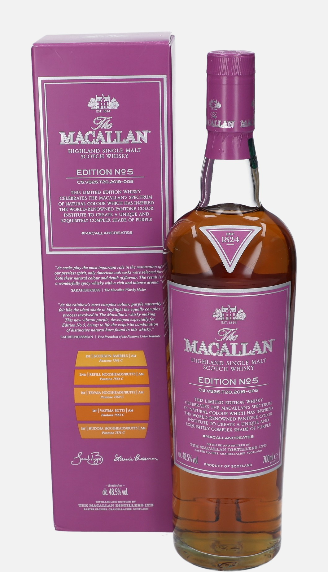 Macallan Edition No.5, Original Bottling C5.V525.T20.2019-005 Highland Single Malt Scotch Whisky 48.5% Vol, 700 ml Uncategorized 
