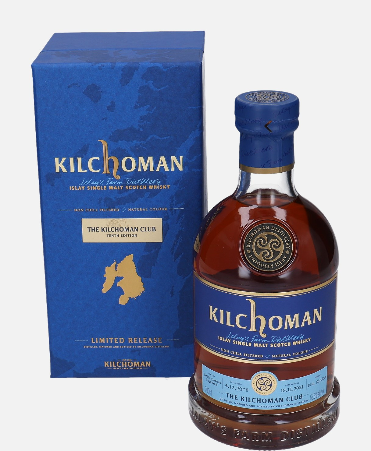 Kilchoman Original Bottling d. 4.12.2008, b. 18.11.2021 cask no. 634, 636, 640 10th Edition Islay Single Malt Scotch Whisky Matured in Refill Oloroso Hogshead 52.6% Vol, 700 ml Uncategorized 