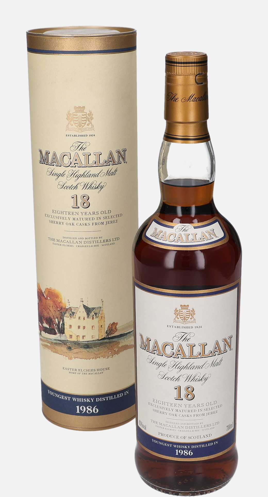 Macallan Original Bottling d. 1986 18 years old Single Highland Malt Scotch Whisky Matured in Sherry Oak Cask 43% Vol, 700 ml Uncategorized 