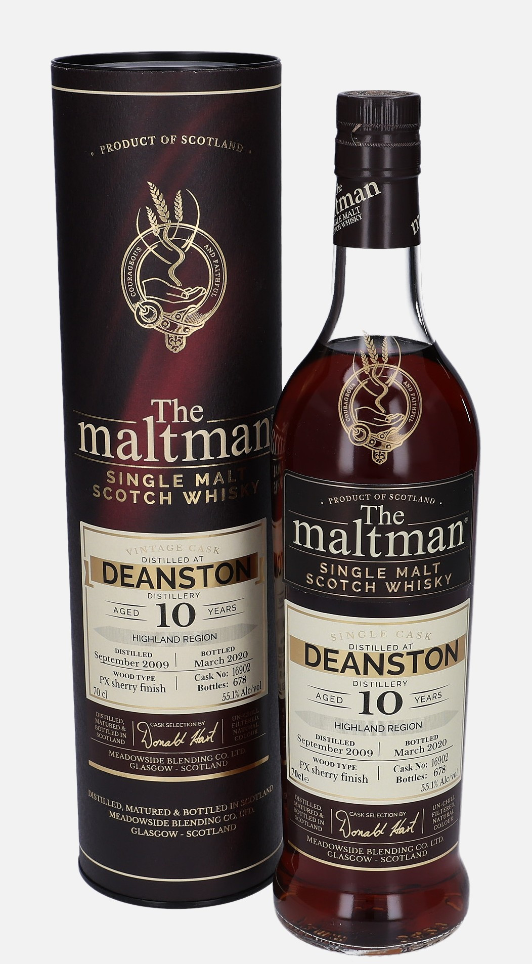 Deanston Meadowside Blending Co. Ltd. d. September 2009, b. March 2020 10 years old cask no. 16902 Single Malt Scotch Whisky Finished in Pedro Ximénez 55.1% Vol, 700 ml Uncategorized