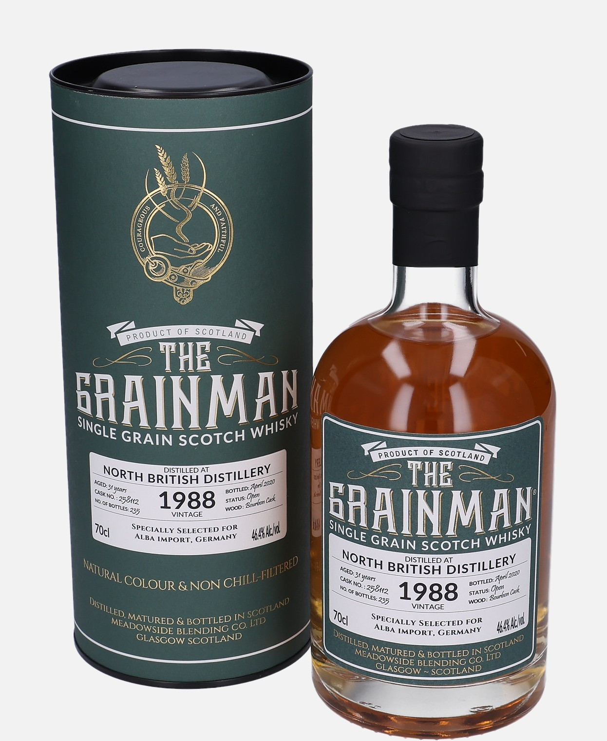 North British Meadowside Blending Co. Ltd. d. 1988, b. April 2020 31 years old cask no. 258112 Single Grain Scotch Whisky Matured in Bourbon Cask 46.4% Vol, 700 ml Uncategorized 