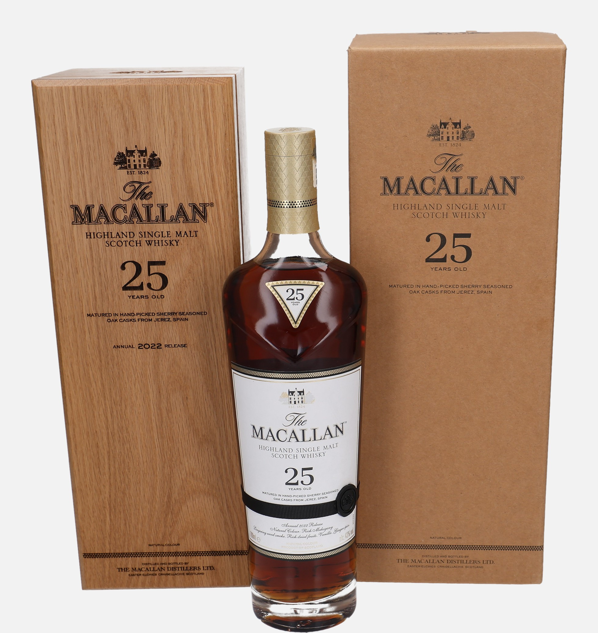 Macallan Original Bottling 25 years old 2022 Release Highland Single Malt Scotch Whisky Matured in Sherry Oak 43% Vol, 700 ml Uncategorized 