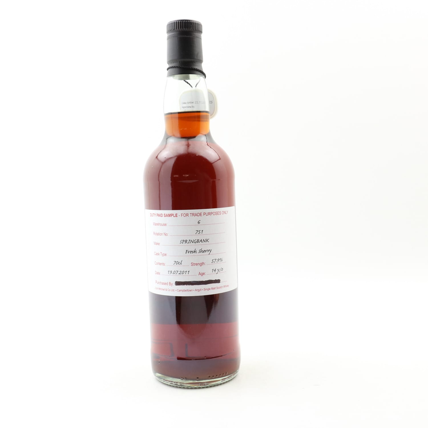 Springbank 2011 14 Year Old Duty Paid Sample Whisky 