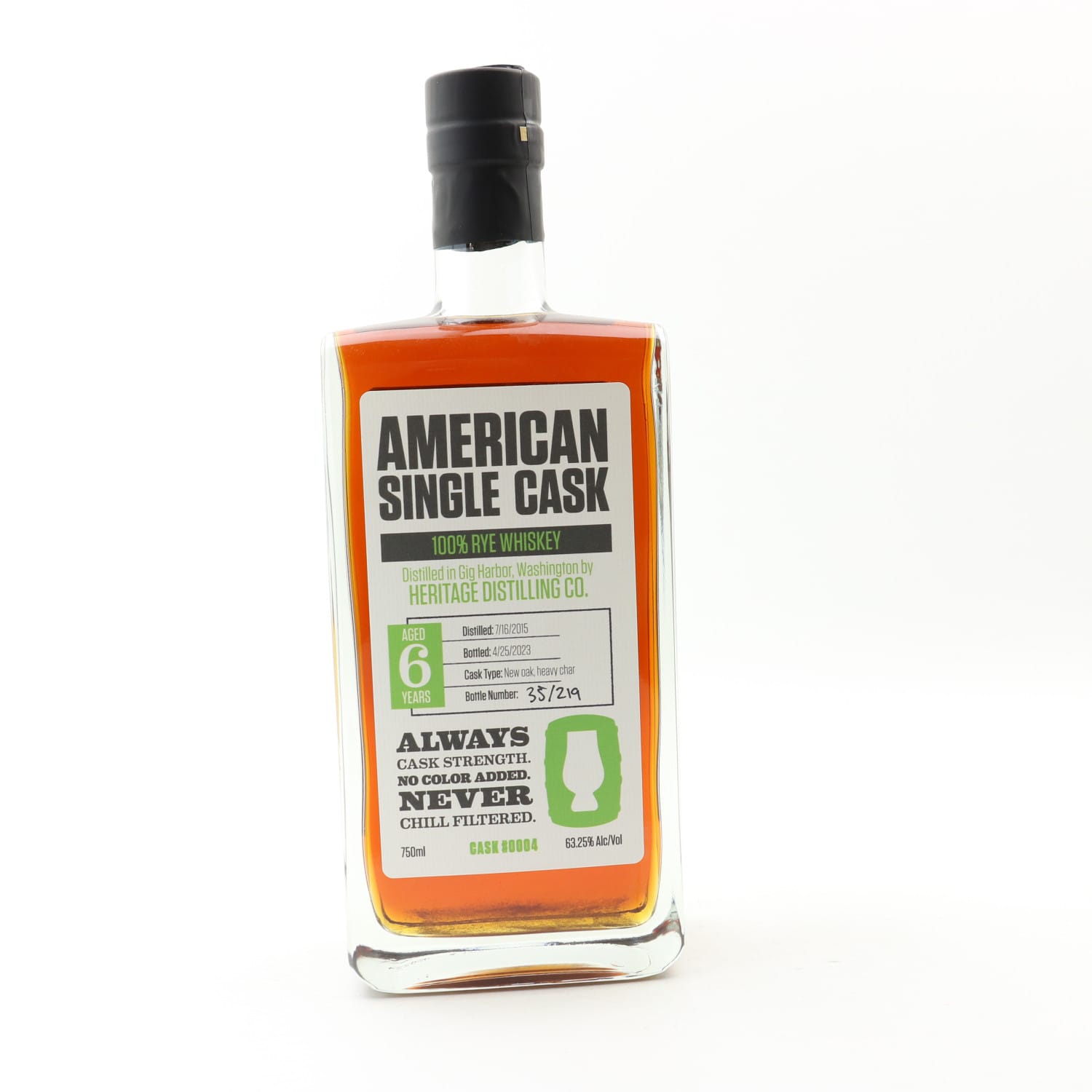 Heritage Distilling Co. 2015 6 Year Old 100% Rye Whiskey American Single Cask #4 75cl Whisky 