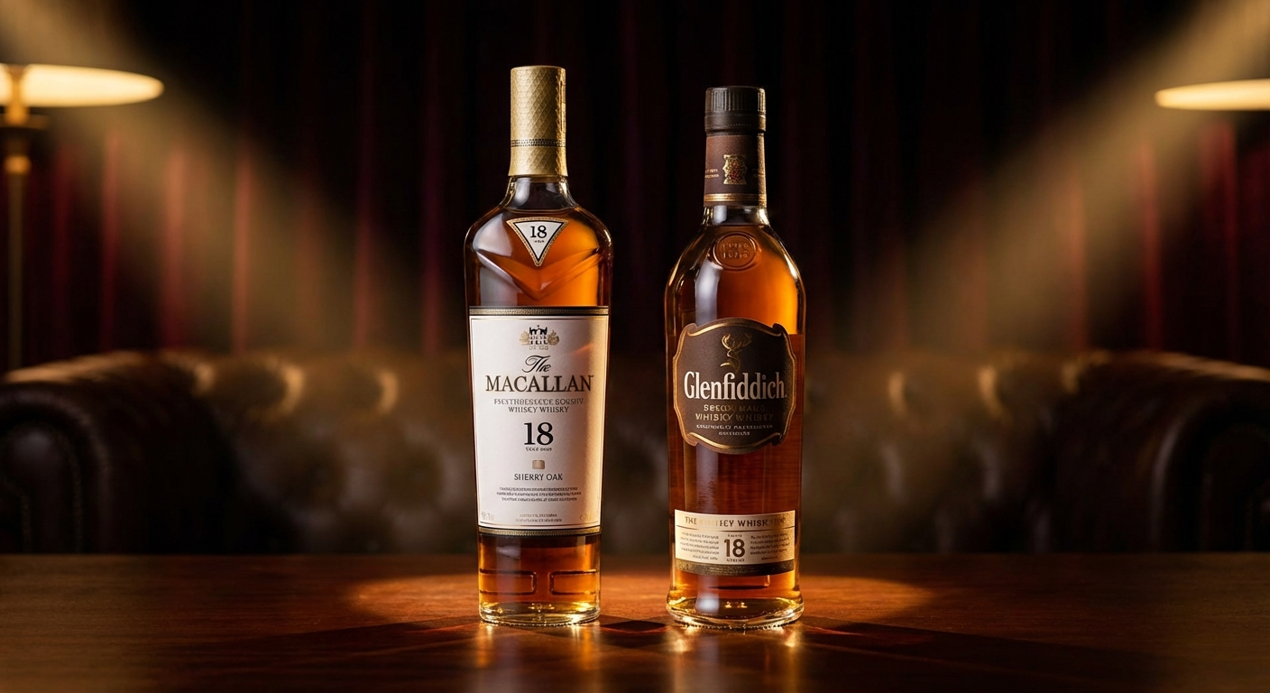macallan-vs-glenfiddich whisky bottle