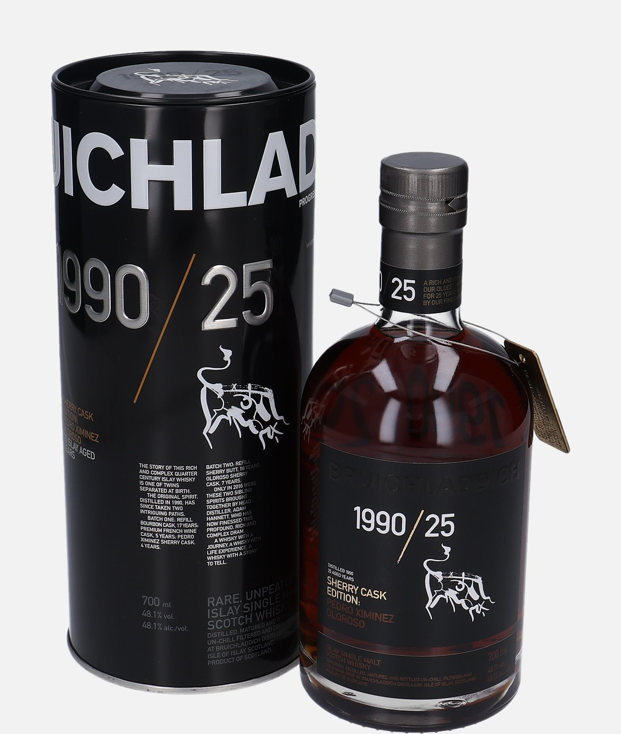 Bruichladdich Sherry Cask Edition, Original Bottling d. 1990 25 years old Islay Single Malt Scotch Whisky 48.1% Vol, 700 ml Whisky