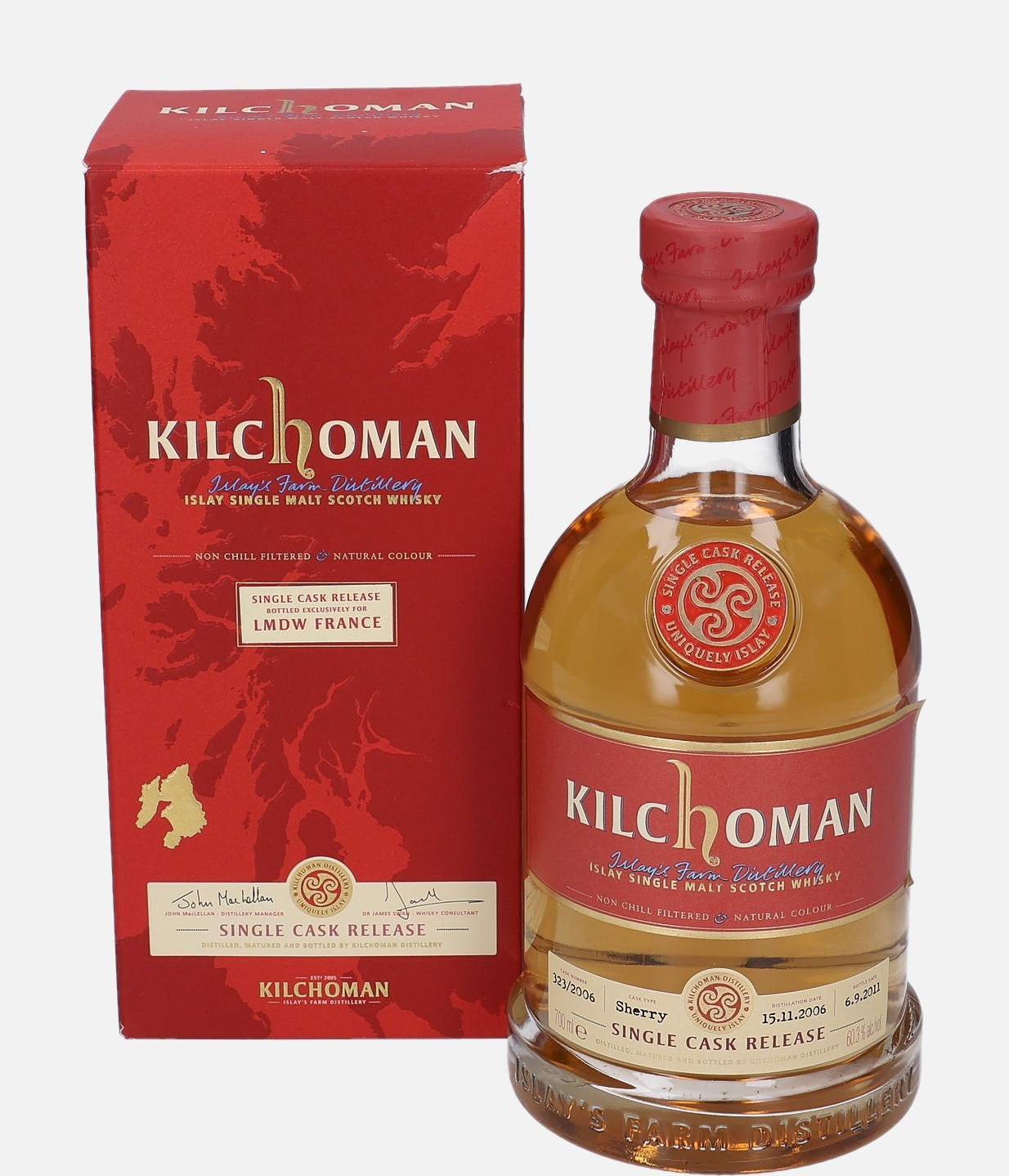 Kilchoman Original Bottling d. 15.11.2006, b. 6.9.2011 cask no. 323/2006 Islay Single Malt Scotch Whisky Matured in Sherry 60.3% Vol, 700 ml Whisky