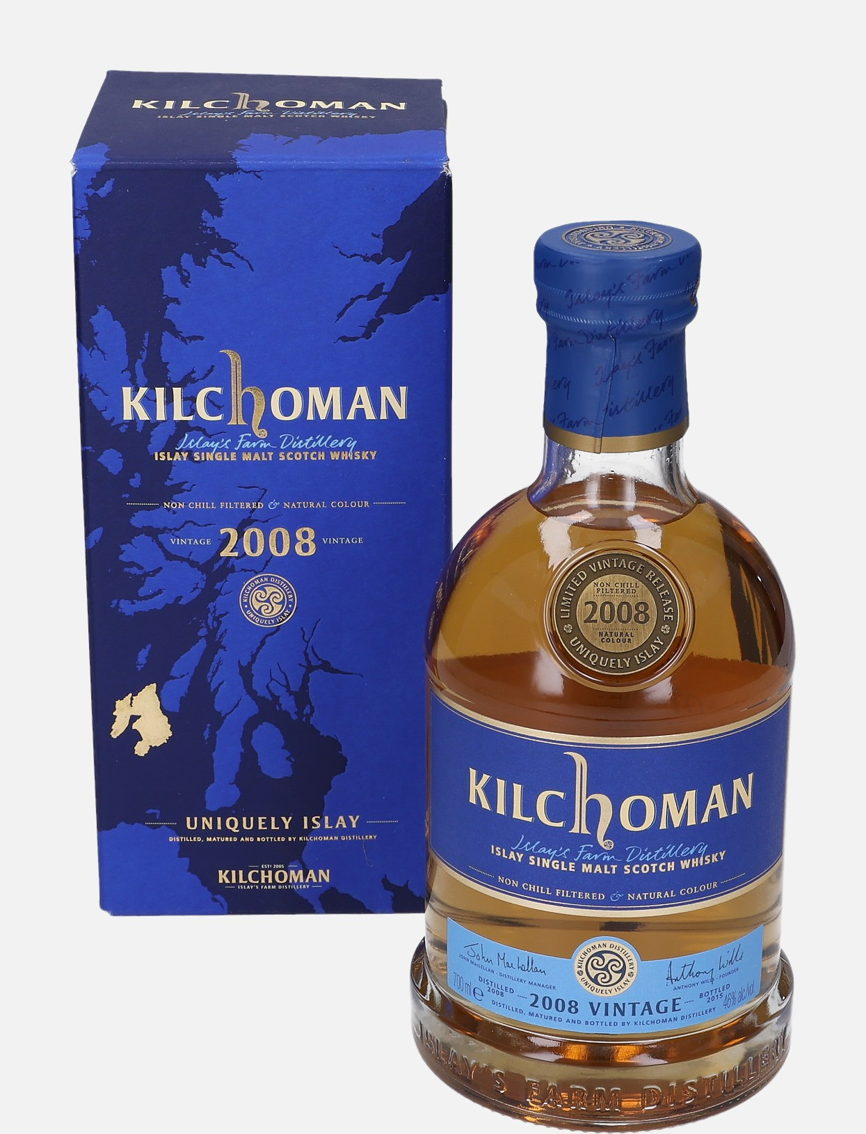 Kilchoman 2008 Vintage, Original Bottling d. 2008, b. 2015 Islay Single Malt Scotch Whisky 46% Vol, 700 ml Whisky