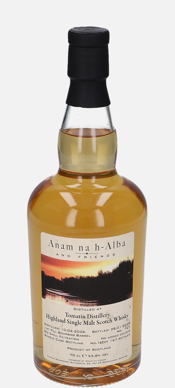 Tomatin Anam Na H-Alba d. 10.2.2006, b. 28.1.2022 cask no. 727 Highland Single Malt Scotch Whisky Matured in 1st Fill Bourbon Barrel 53.8% Vol, 700 ml Whisky 
