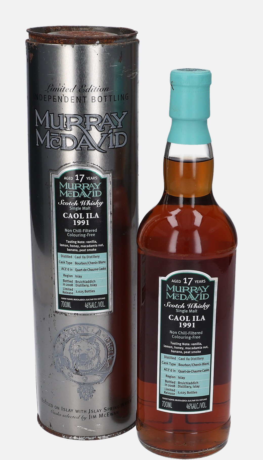 Caol Ila Murray McDavid d. 1991, b. 2008 at Bruichladdich 17 years old Single Malt Scotch Whisky Matured in Bourbon Cask Finished in Chenin Blanc 46% Vol, 700 ml Whisky
