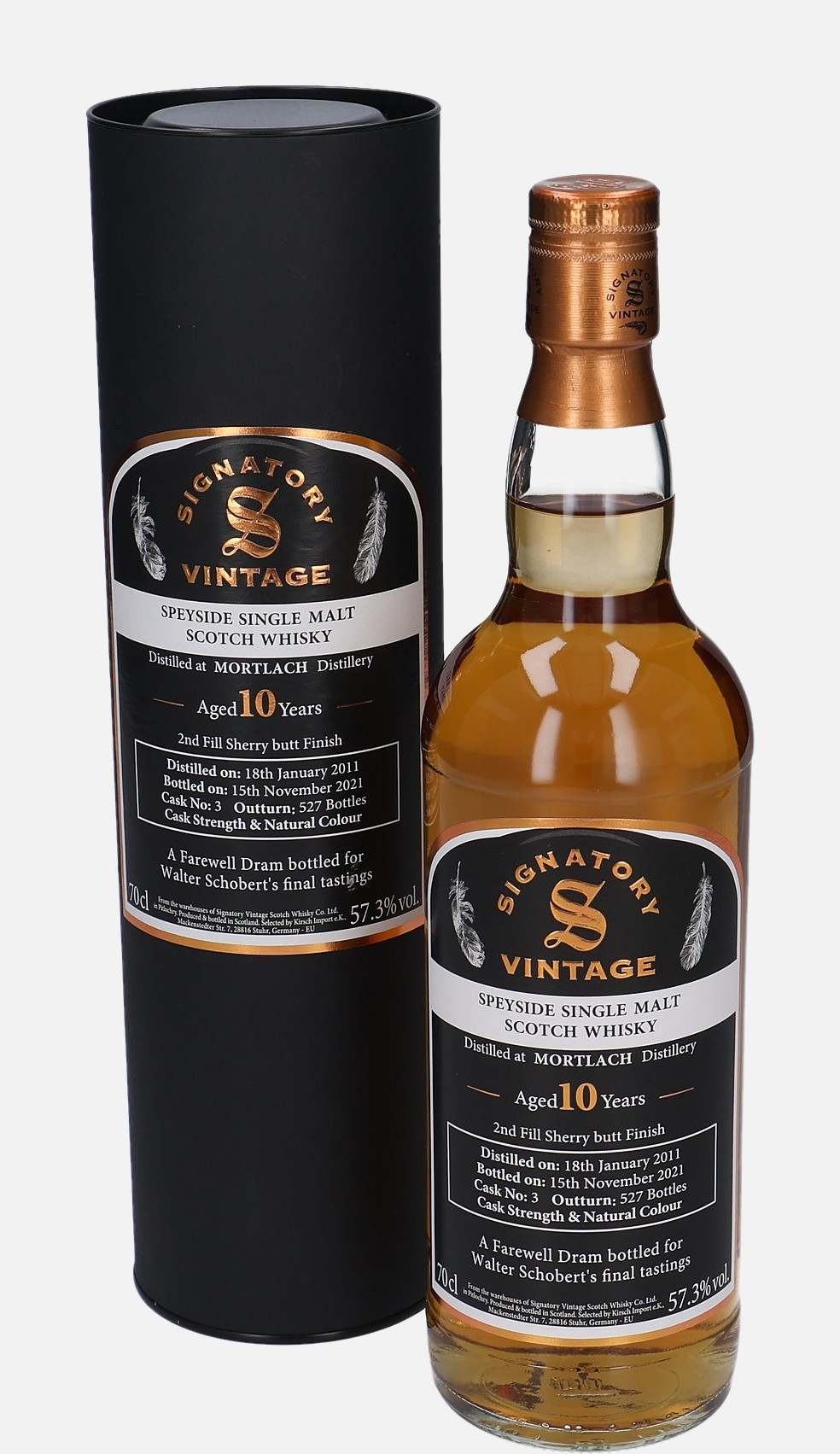 Mortlach Signatory Vintage Scotch Whisky Co. Ltd. d. 18.January 2011, b. 15.November 2021 10 years old cask no. 3 Speyside Single Cask Scotch Malt Whisky Finished in 2nd Fill Sherry Butt 57.3% Vol, 700 ml Whisky