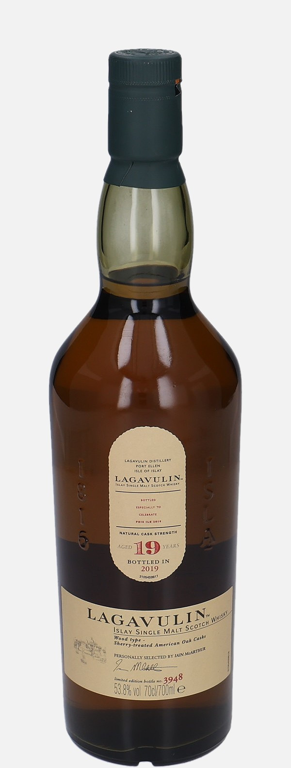 Lagavulin Original Bottling b. 2019 19 years old Islay Single Malt Scotch Whisky Matured in Sherry-treated American Oak Cask 53.8% Vol, 700 ml Whisky