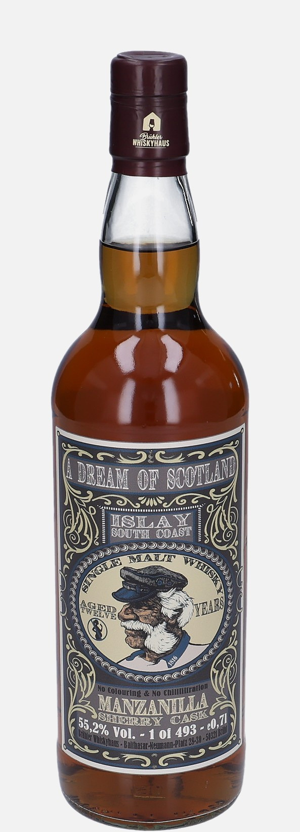 Islay South Coast Brühler Whiskyhaus 12 years old Single Malt Whisky Finished in Manzanilla Sherry Cask 55.2% Vol, 700 ml Whisky