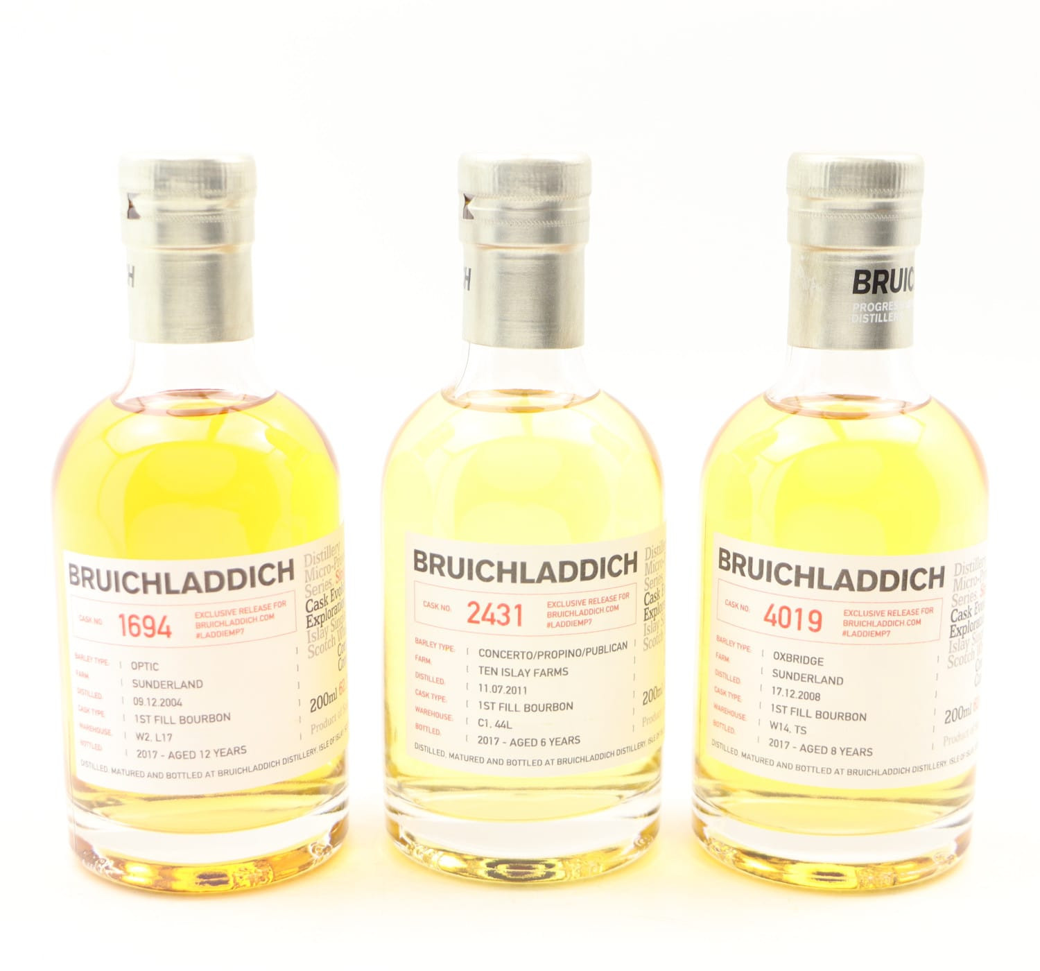Bruichladdich Micro Provenance LaddieMP7 Exclusive Set 3 x 20cl Whisky 