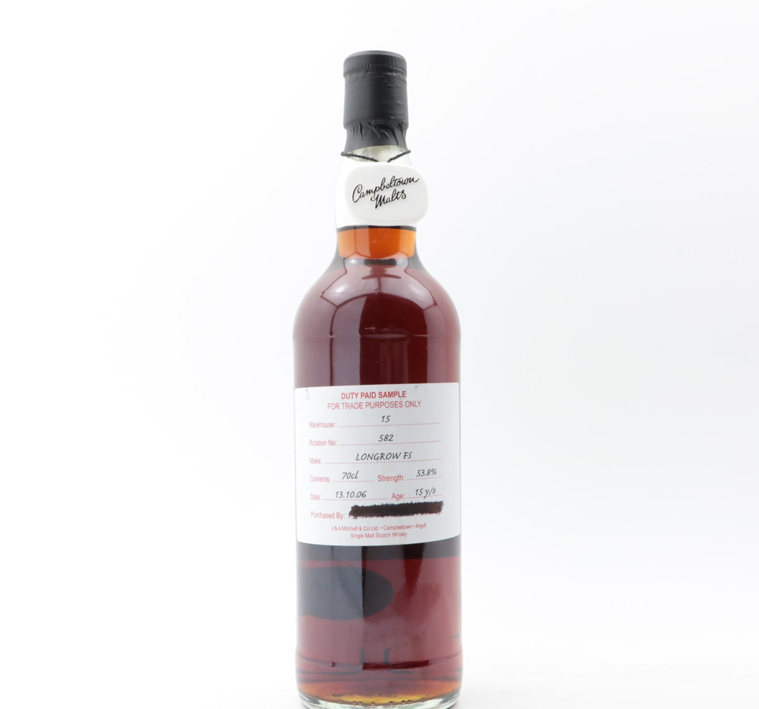 Longrow 2006 15 Year Old Duty Paid Sample Whisky 