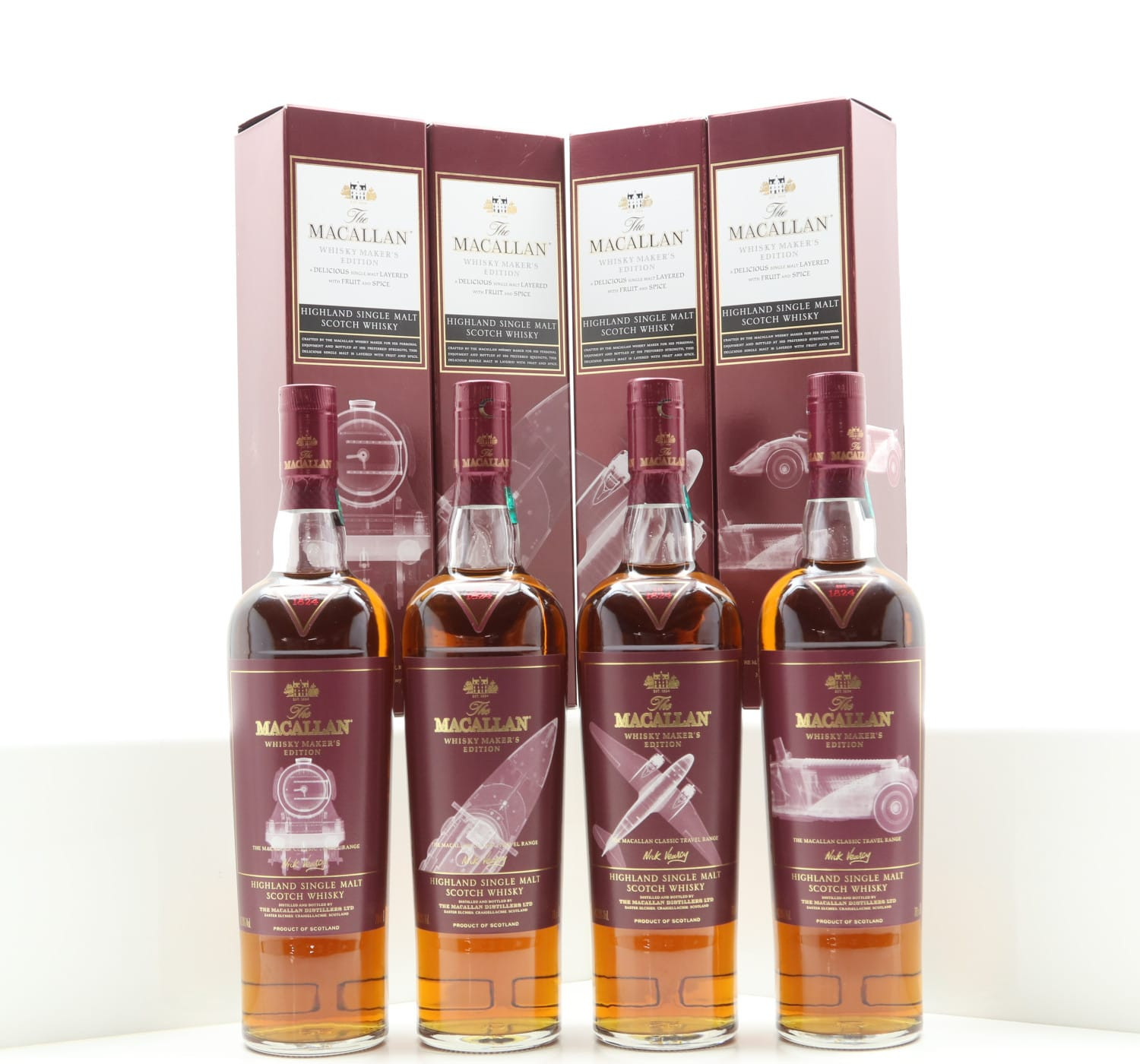 Macallan Whisky Maker’s Edition Nick Veasey X-Ray Classic Travel Range 4 x 70cl Whisky 