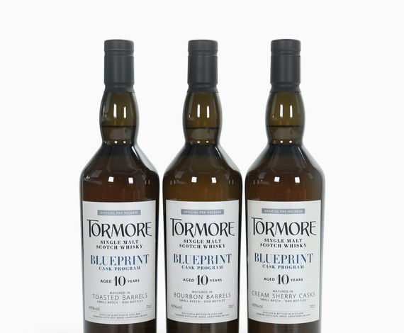 Tormore – 10 Year Old (Toasted Barrel Finish, Bourbon Barrel Finish & Cream Sherry Cask Finish) Blueprint Cask Progam (3 x 70cl) Whisky 