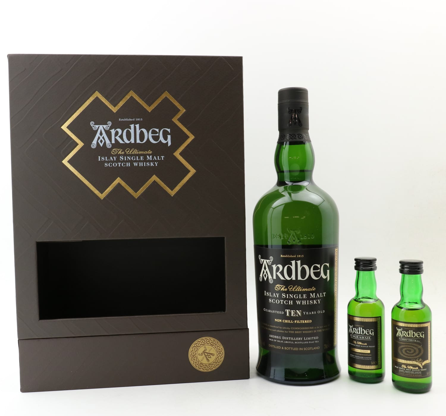 Ardbeg 10 Year Old Exploration Pack 70cl With Corryvreckan & Uigeadail Minis 2 x 5cl Whisky 