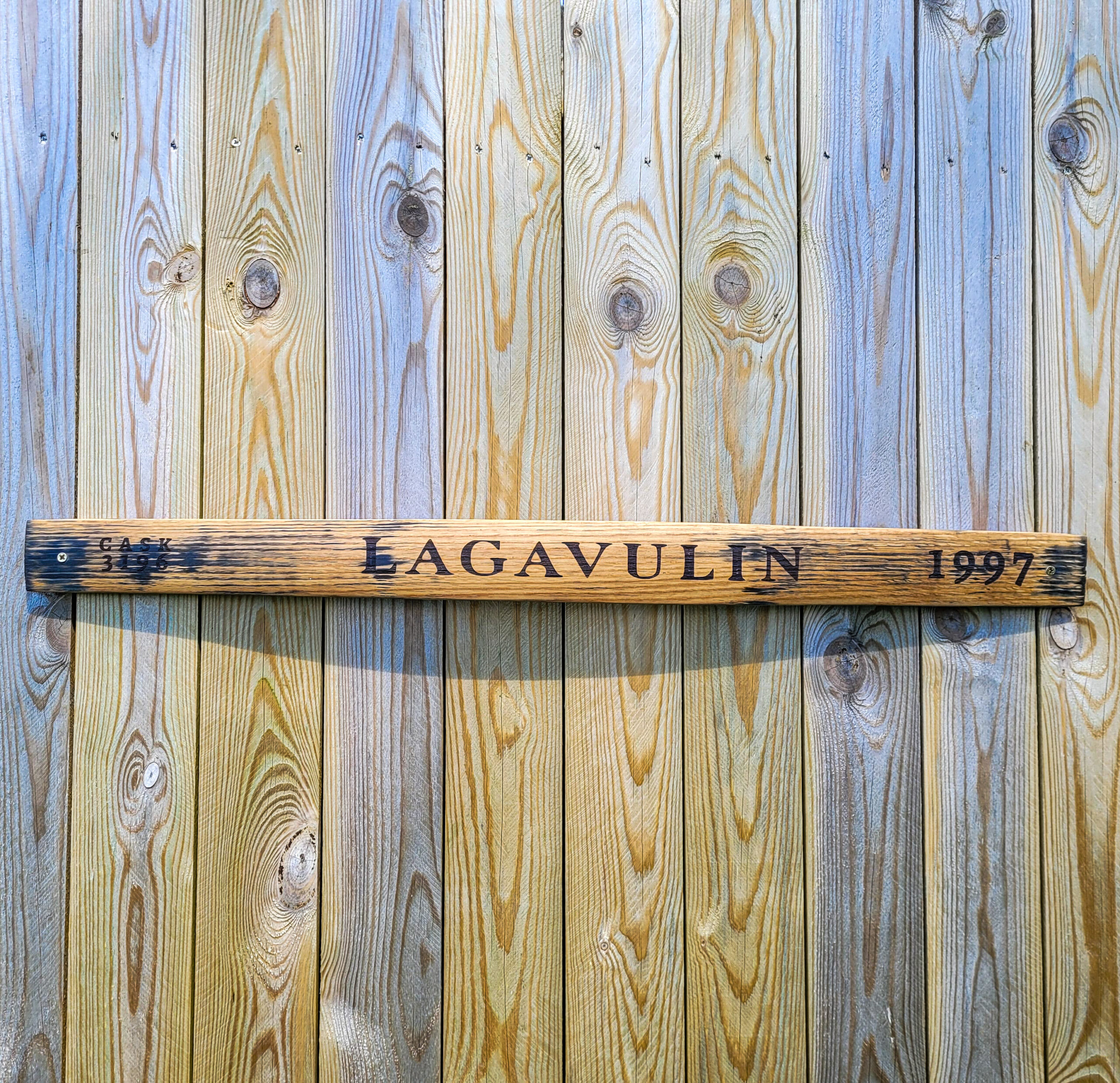 Lagavulin 1997 Reclaimed Oak Whisky Barrel Stave Sign