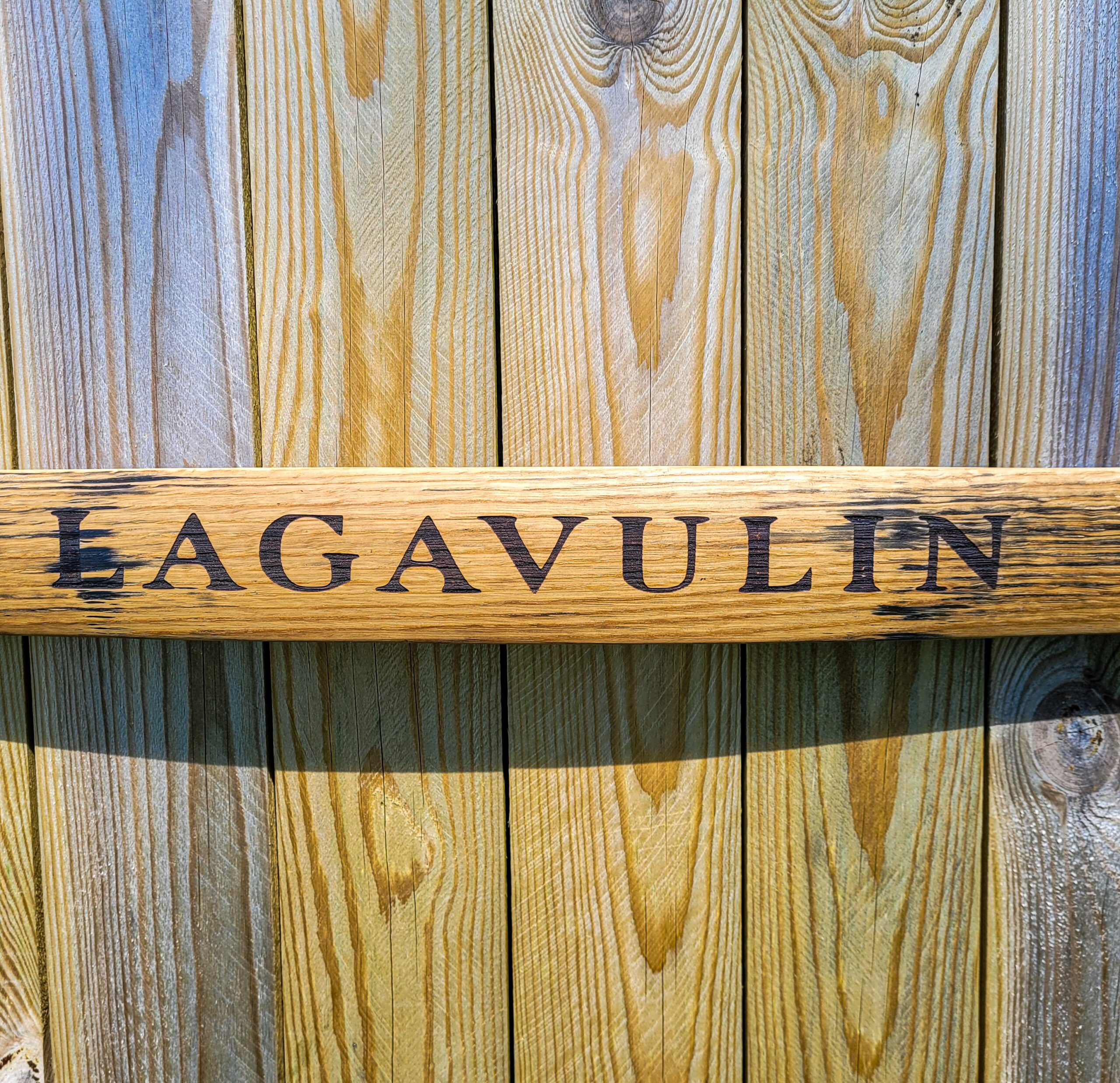 Lagavulin 1997 Reclaimed Oak Whisky Barrel Stave Sign - Image 2