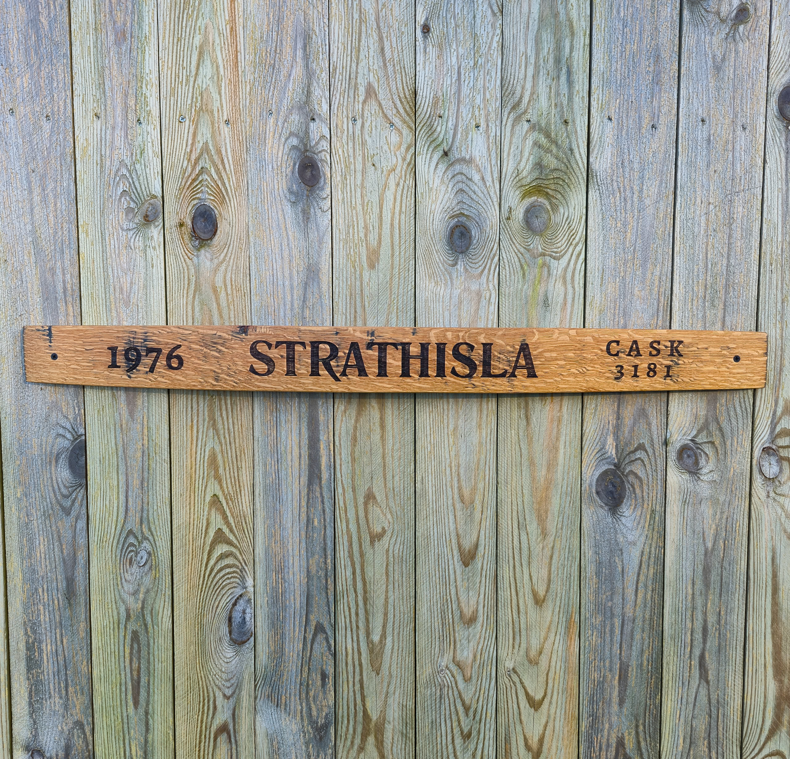 Strathisla 1976 Reclaimed Oak Whisky Barrel Stave Sign