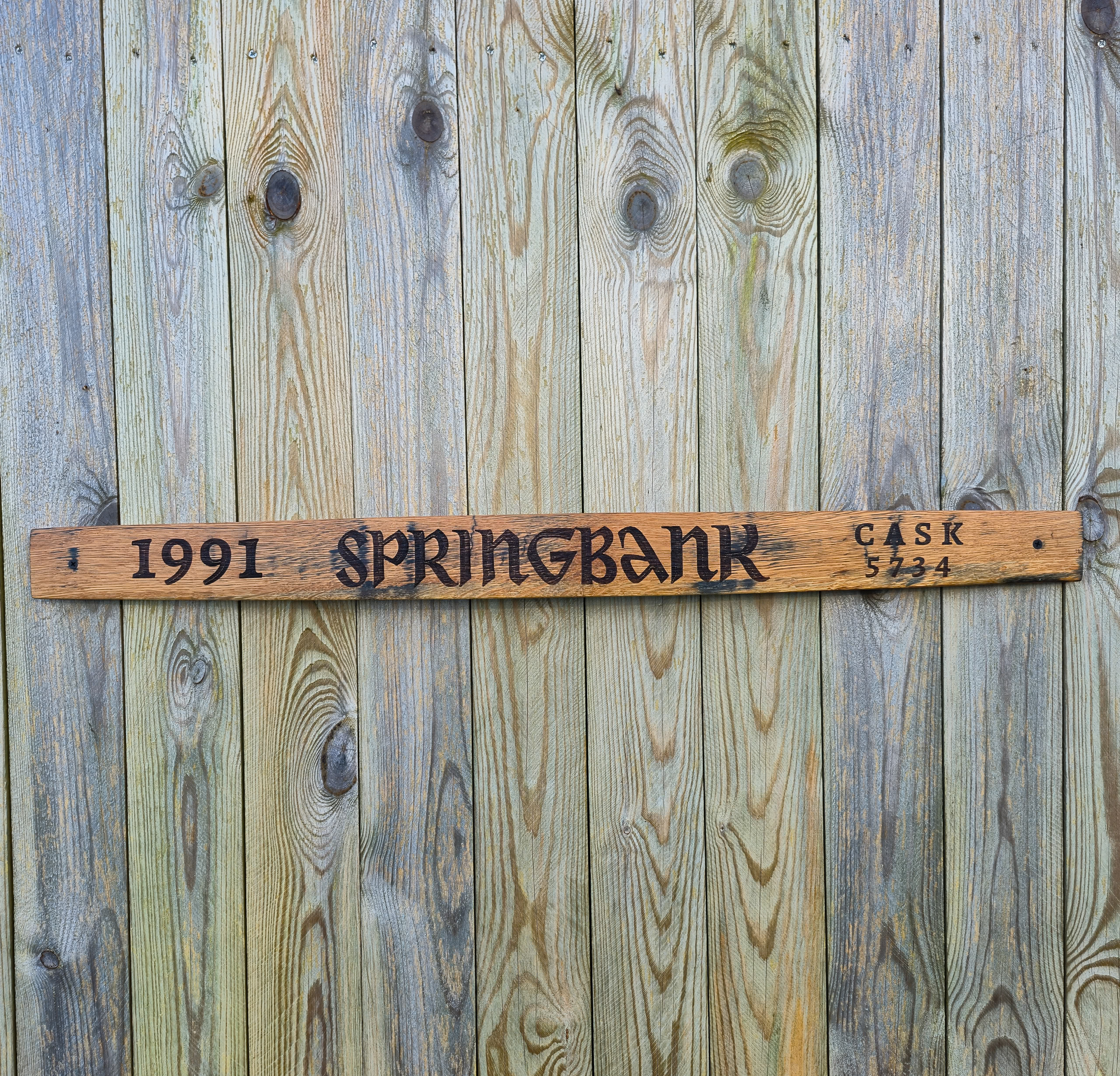 Springbank 1991 Reclaimed Oak Whisky Barrel Stave Wall Art