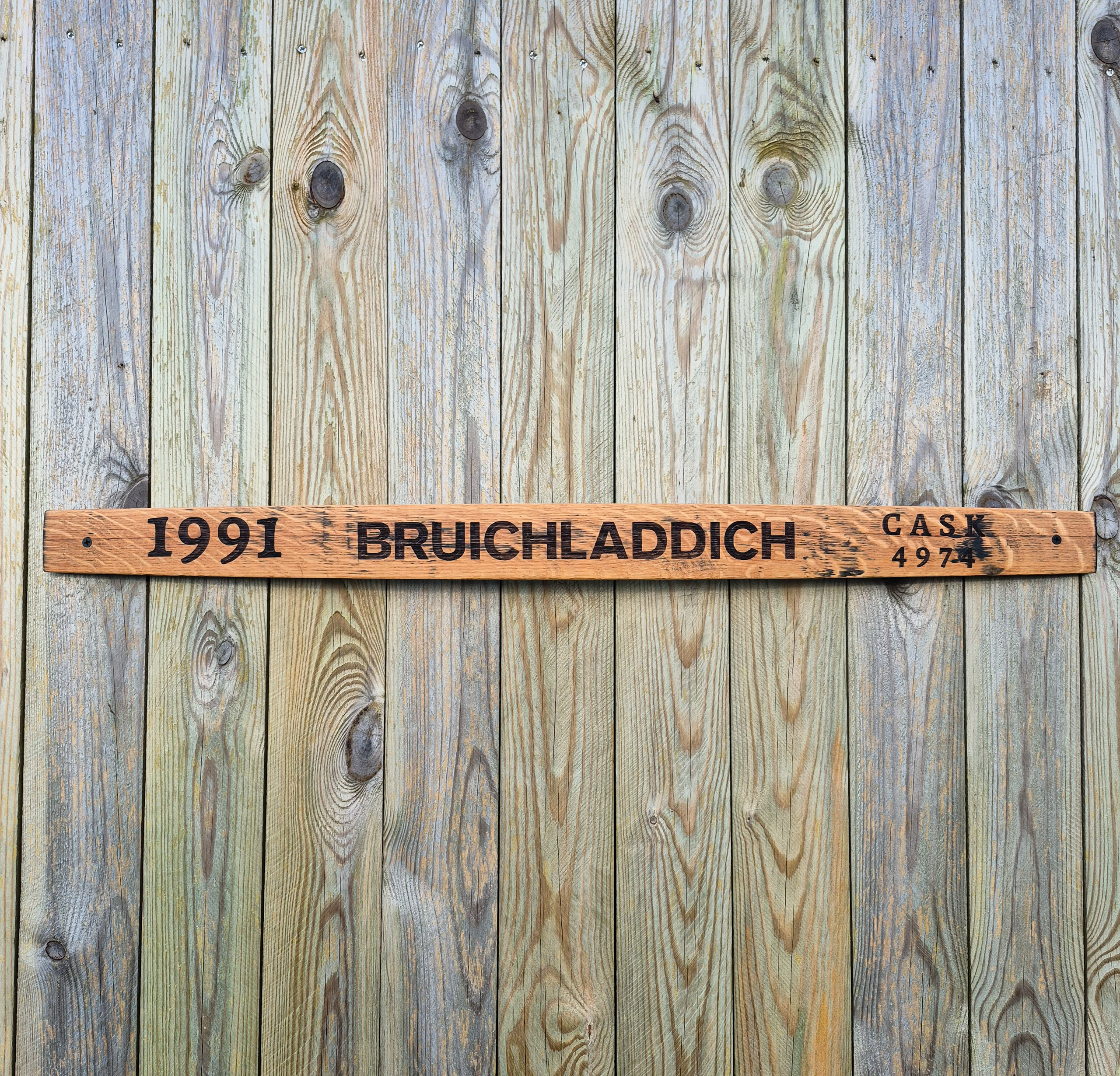 Bruichladdich 1991 Reclaimed Oak Whisky Barrel Stave Wall Decor