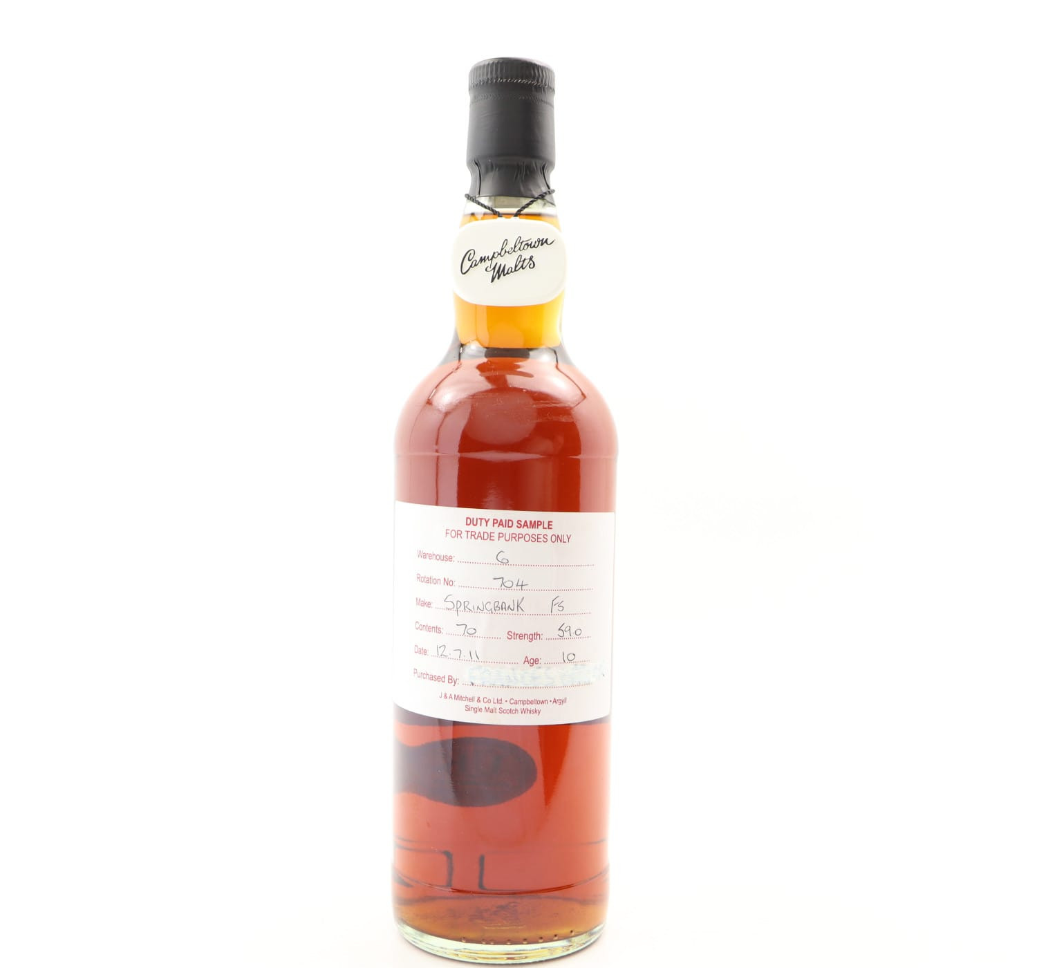 Springbank 2011 10 Year Old Duty Paid Sample Whisky 