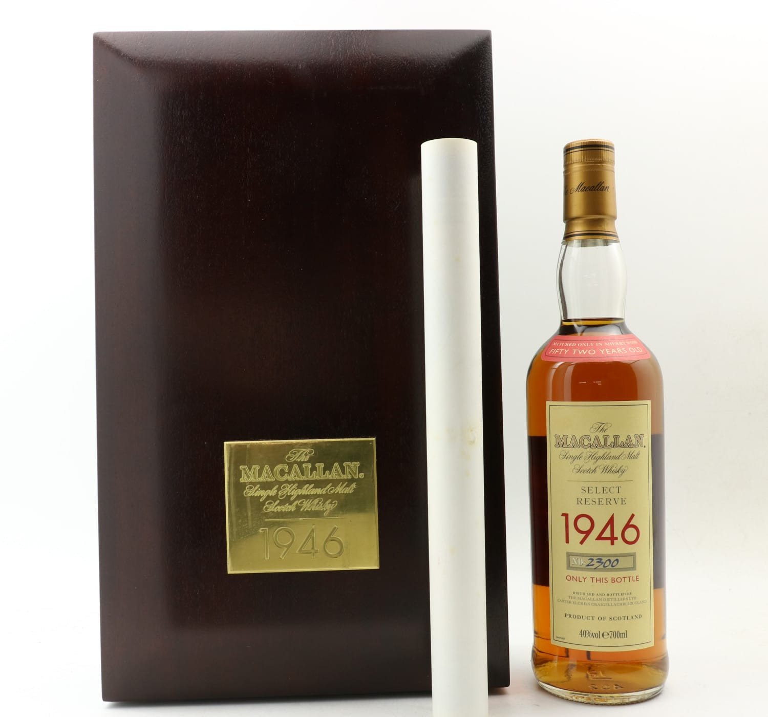 Macallan 1946 52 Year Old Select Reserve With Certificate & Keys Whisky