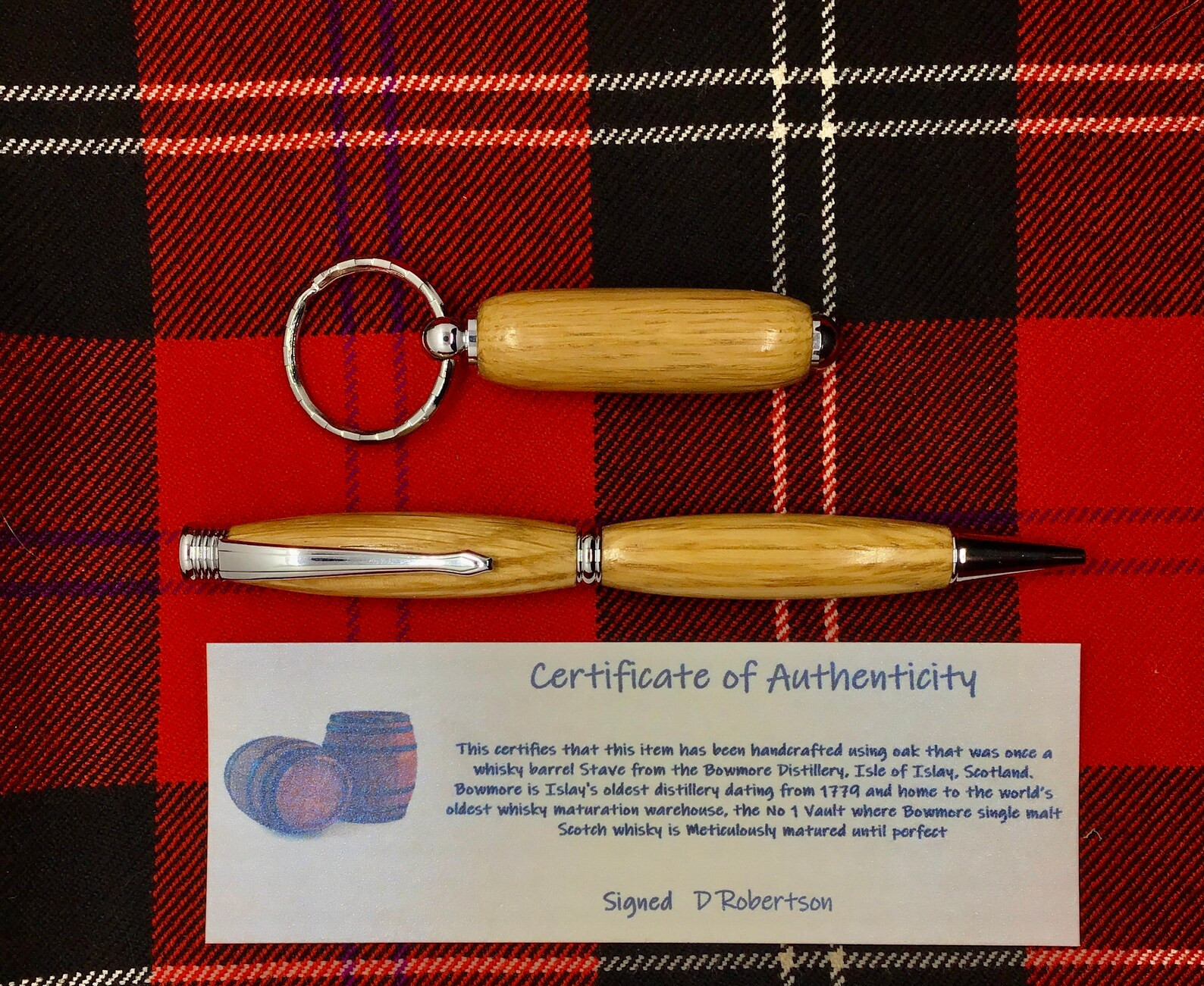 Whisky Barrel Ballpoint Twist Slimline Pen & Keyring Set