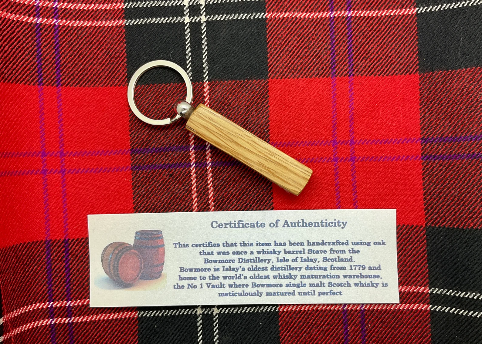 Reclaimed Oak Whisky Barrel Stave Keyring - Image 4