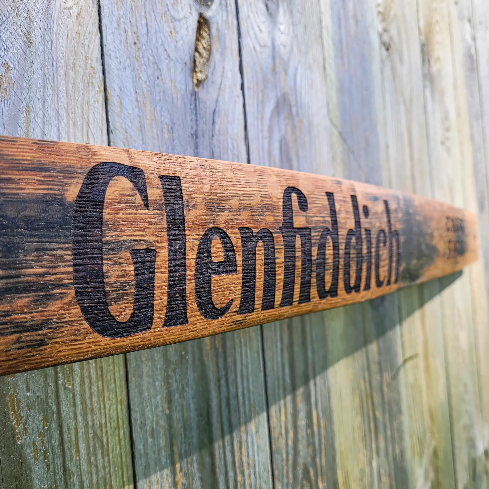 Glenfiddich 1992 Reclaimed Oak Whisky Barrel Stave Wall Art - Image 2