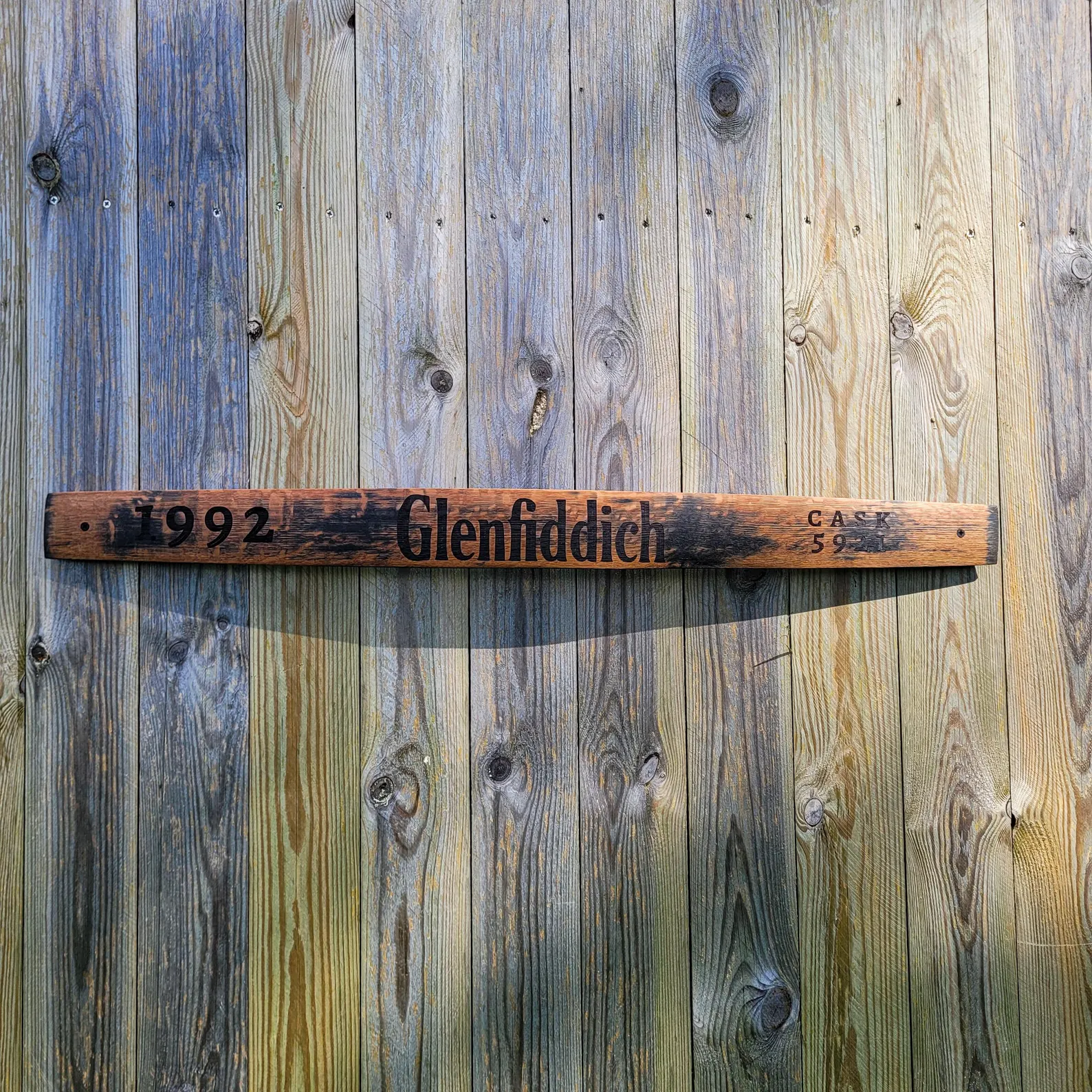 Glenfiddich 1992 Reclaimed Oak Whisky Barrel Stave Wall Art