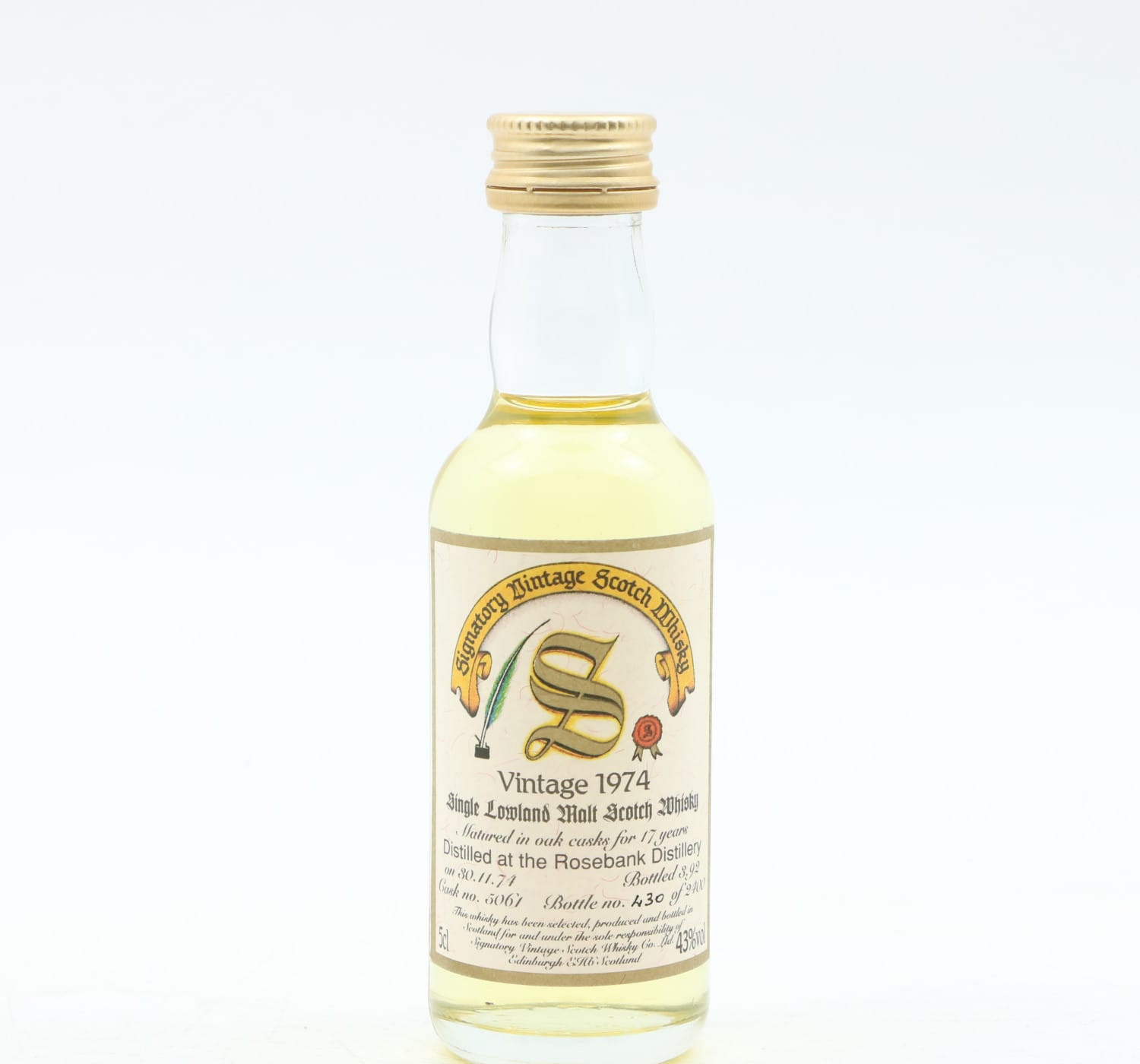 Rosebank 1974 17 Year Old Signatory Mini 5cl Whisky 