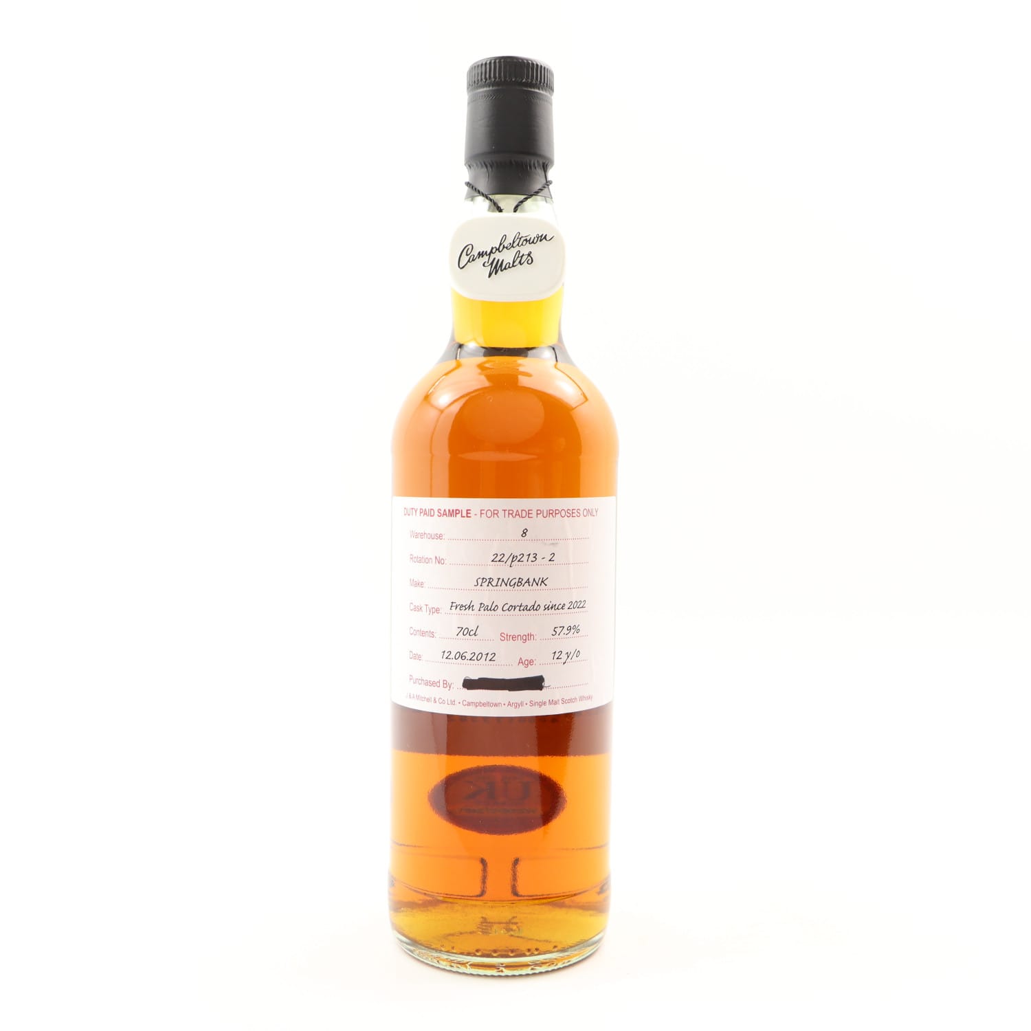 Springbank 2012 12 Year Old Duty Paid Sample 70cl 57.90% Campbeltown Scotland Whisky