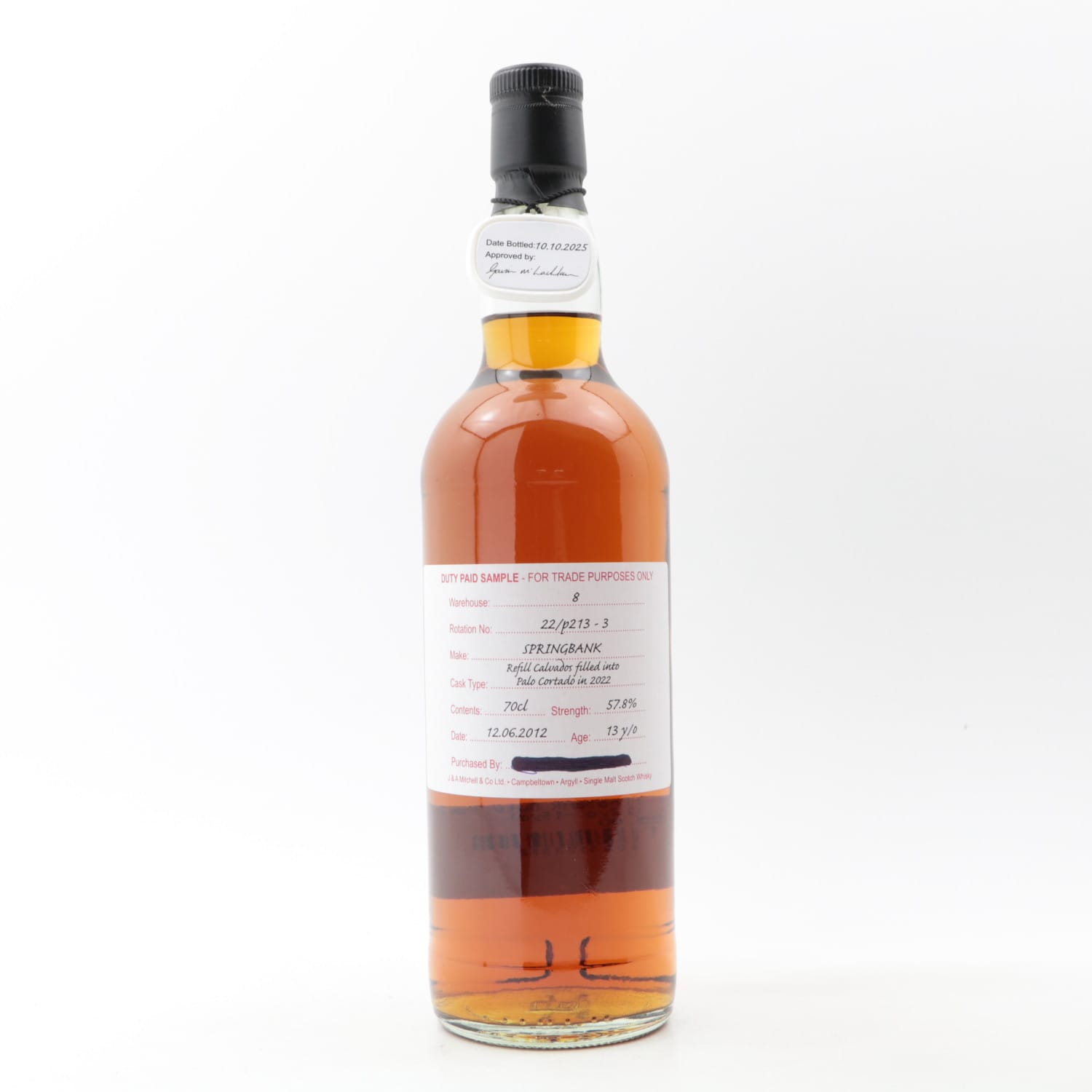 Springbank 2012 13 Year Old Duty Paid Sample 70cl 57.80% Campbeltown Scotland Whisky 